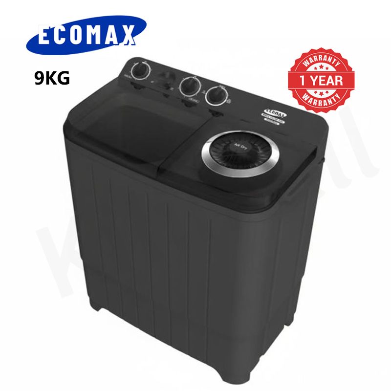 ECOMAX 9KG Twin Tub Washing Machine Air Dry Washer with Transparent Top Lid B9kg