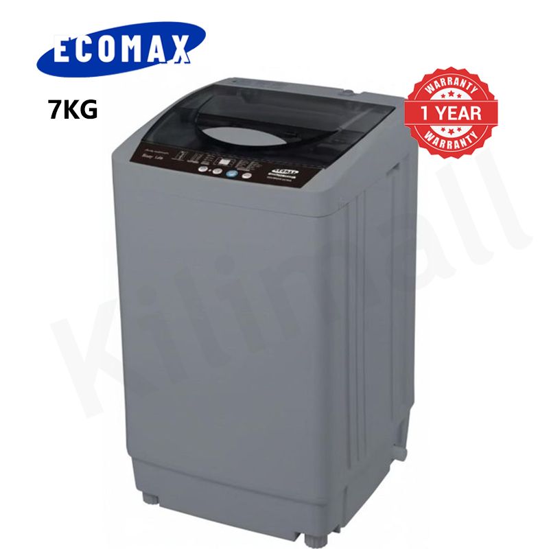 ECOMAX 7KG Fully Automatic Top Load Washing Machine with Multiple Wash Programs Energy Saving With 8 Water Levels  Washer Electronic Control Transparent Lid Q7kg