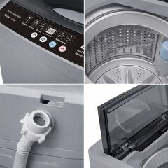 ECOMAX 7KG Fully Automatic Top Load Washing Machine with Multiple Wash Programs Energy Saving With 8 Water Levels  Washer Electronic Control Transparent Lid Q7kg