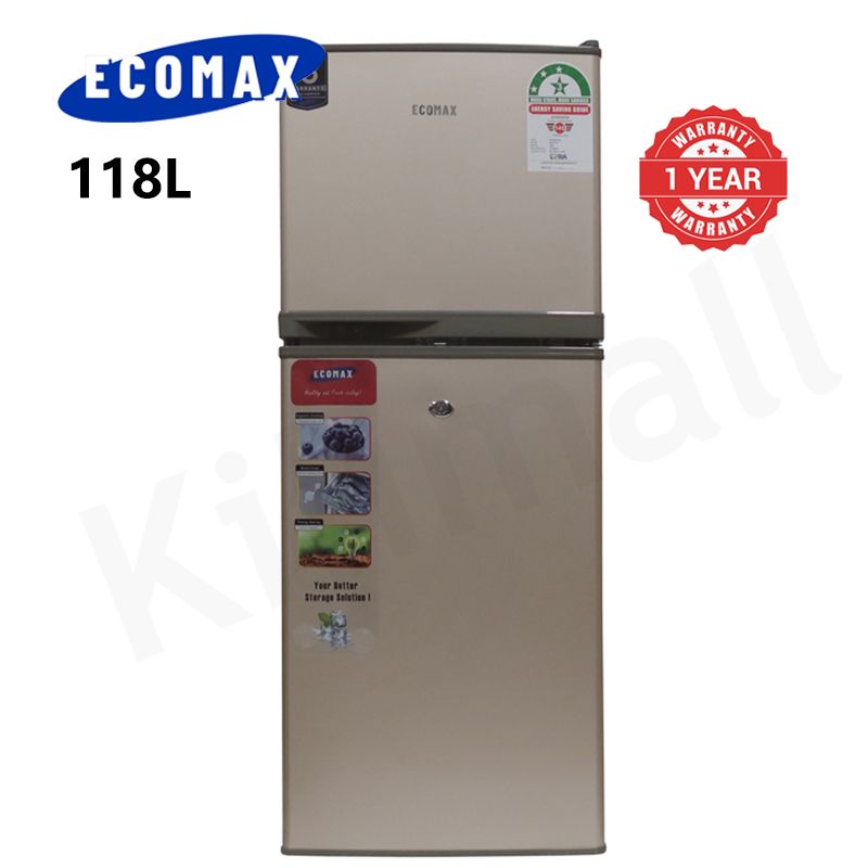 ECOMAX 118L Double Doors Fridge Freezer Refrigerator with Lock and Keys BCD-118