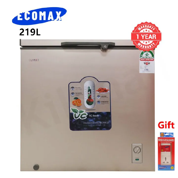 ECOMAX 219L Deep Freezer Chest Freezer with Basket Energy-Saving Fridge Refrigerator Suitable for Kitchen BD-219