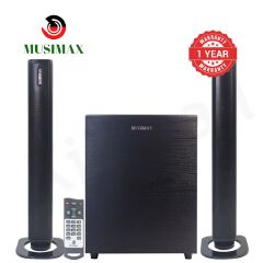 MUSIMAX 20000W 2.1CH Multimedia Bluetooth Woofer Speaker System Subwoofer Soundbar BT/USB/SD/FM Home Audio System with 3-Inch Dual Satellite Subwoofer Remote Control 80W Output Power LX-80