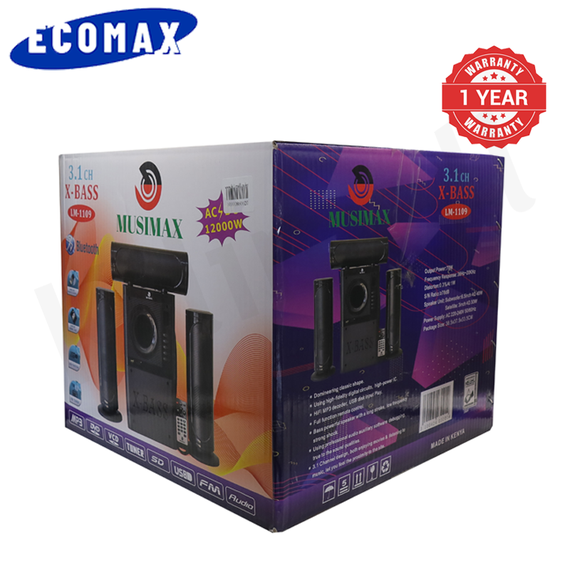 ECOMAX 3.1CH Bluetooth LM-1109 Woofer Home Theater System Speaker Systems Subwoofer USB/SD/FM Home Audio System with Remote Control 3000W