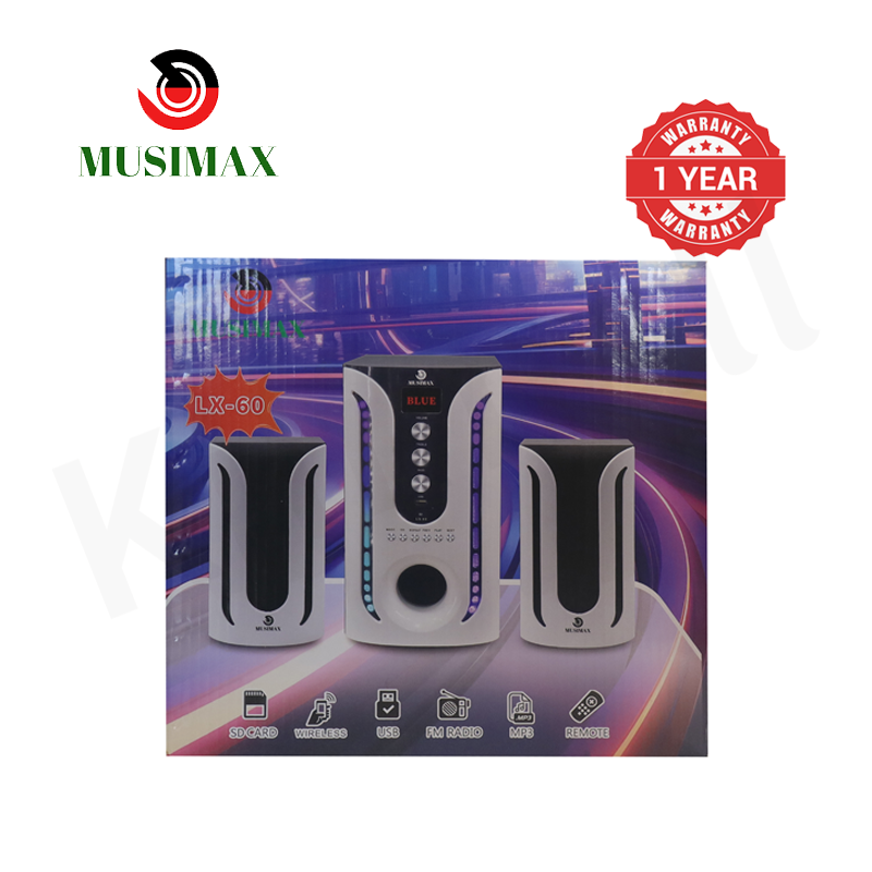 MUSIMAX 2.1CH Multimedia Bluetooth Woofer Speaker Systems Subwoofer Home Audio System PMPO 5000W LX-60