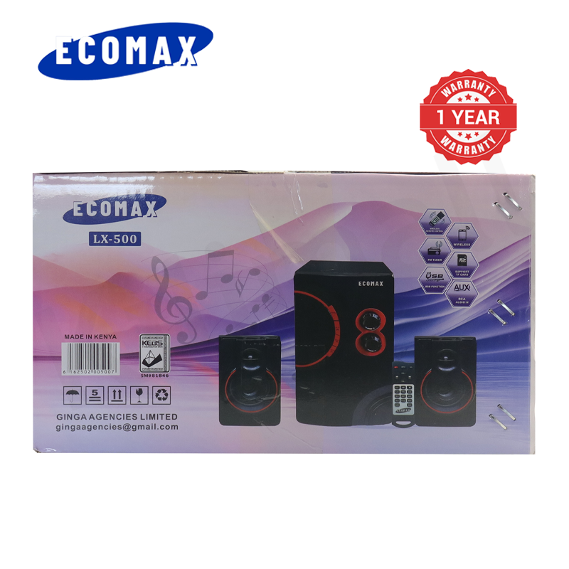 ECOMAX 2.1CH Multimedia Bluetooth Woofer Speaker Systems Subwoofer Home Audio System LX-500