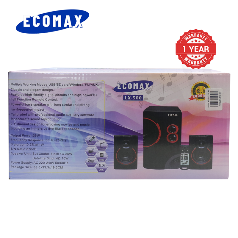 ECOMAX 2.1CH Multimedia Bluetooth Woofer Speaker Systems Subwoofer Home Audio System LX-500