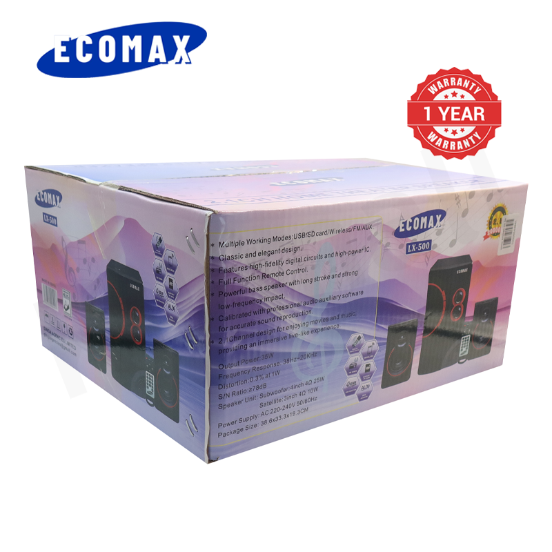 ECOMAX 2.1CH Multimedia Bluetooth Woofer Speaker Systems Subwoofer Home Audio System LX-500