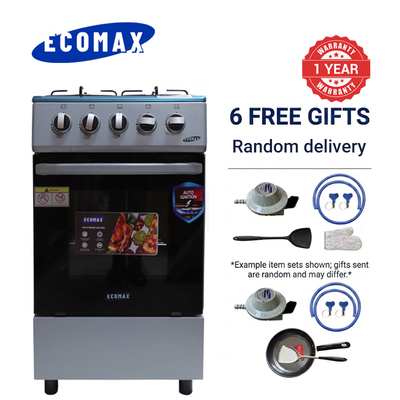 ECOMAX 4 Gas Cooker + Gas Oven 4 Burners Free Standing Gas Cooker Cooking Range with 55L Oven Automatic lgnition LX-680-4G
