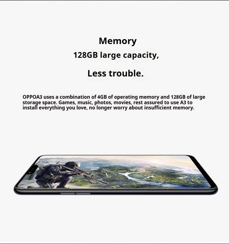 Refurbished Oppo F7/A3 Phones  4GB + 128GB dual sim Multiple colors available 6.2-inch Large Screen Grade A quality Arrived in 3 days  Brand new-like  3400mAh 100% capacity Large Battery Smartphone
