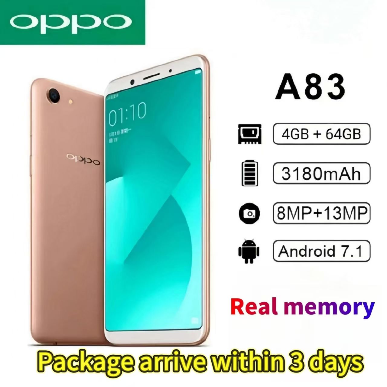 Refurbished Oppo A83 Gold Red Blue Black optional Real memory 4G RAM +64GB Original Smart phone Brand new-like Grade A Quality 5.7” Full HD Screen  mobile phones  smartphone Android  phones
