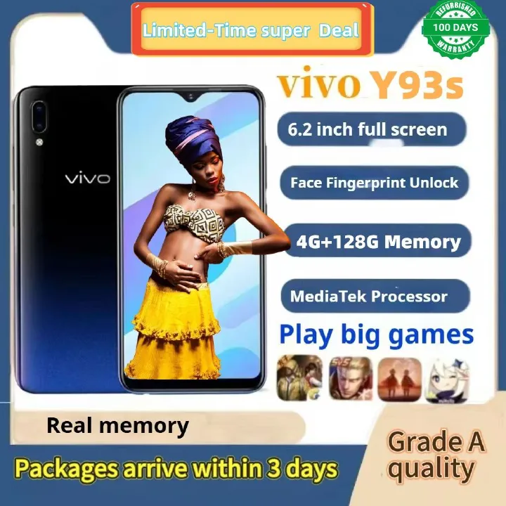 Refurbished VIVO Y93S red blue 6.2 inch 4G+128GB real memory Grade A Quality Arrived in three days Brand like-new 4030mAh 100% capacity battery Dual SIM  Smartphone