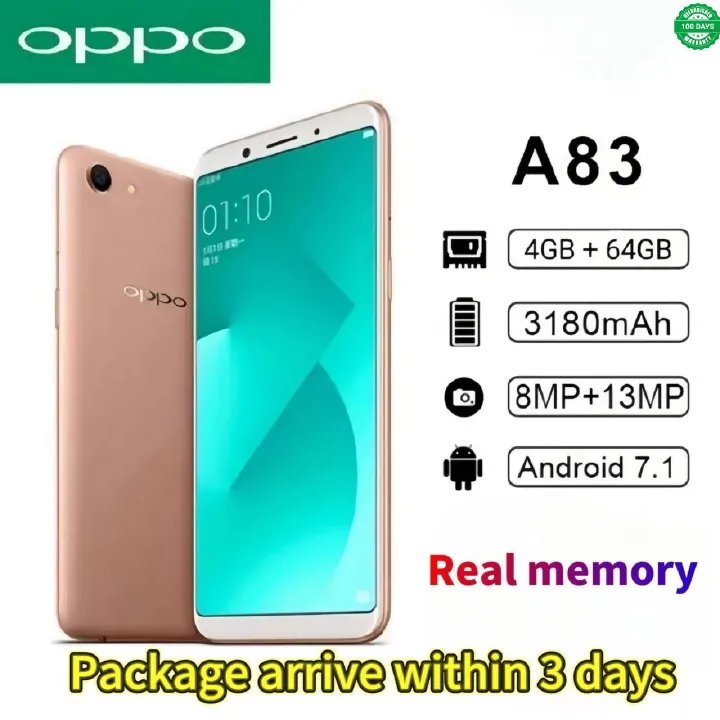 Refurbished Oppo A83 Brand new-like 4GB+64GB Real memory Multiple color options dual sim Delivery 3 days Original Smart phone Grade A Quality 5.7” Full HD Screen 100% battery capacity