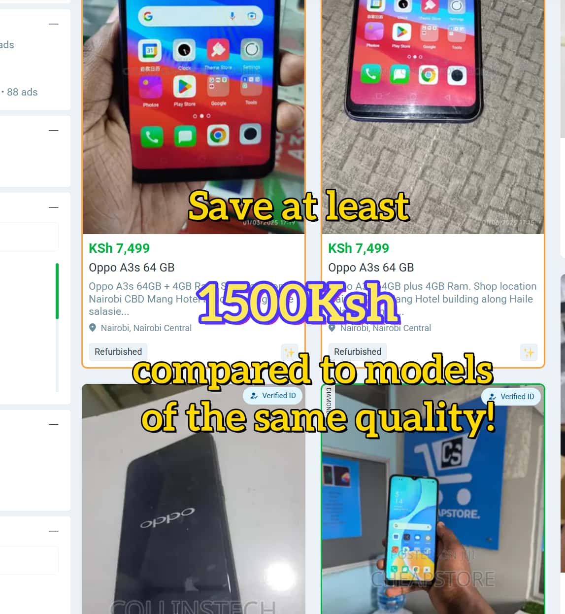 Refurbished OPPO A3S/A5 real memory 64GB+4G Brand like- new mobile Grade A Quality Face recognition Smart Phone  6.2inch 2G/3G/4G LTE Double Sim Rear camera with 13 MP 100% Battery capacity 4230mAh