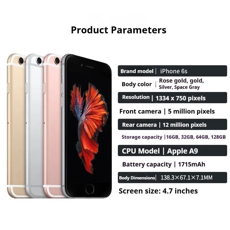 iphone 6s 128GB Memory Arrived in 3 days Original non-refurbished mobile phone ios 15 version  4.7-inch 2750mAh Battery 12MP+5MP with Fingerprint Unlocked Smart Phones