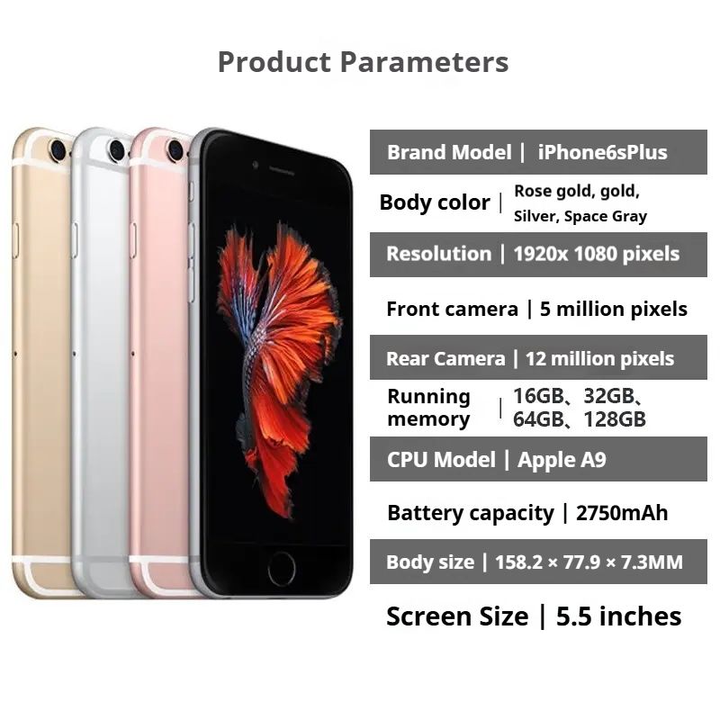 iphone 6s Plus Arrived in 3 days Gold Grade A Quality ios 15 version 32GB + 2GB 5.5-inch 2750mAh Battery 12MP+5MP with Fingerprint Unlocked Smart Phones  A9 chip 2G/3G/4G LTE Network