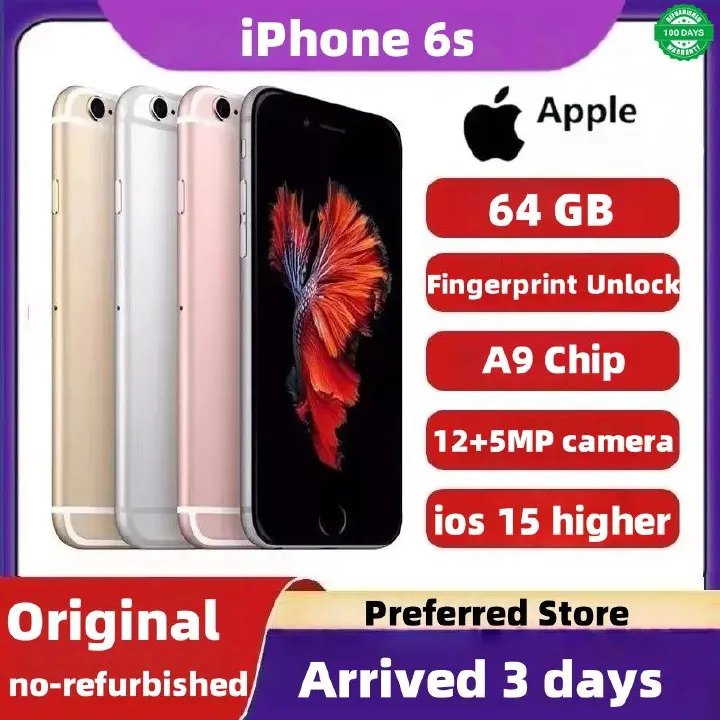 iphone 6s 64GB Memory Arrived in 3 days Original non-refurbished mobile phone ios 15 version 4.7-inch 2750mAh Battery 12MP+5MP with Fingerprint Unlocked Smart Phones