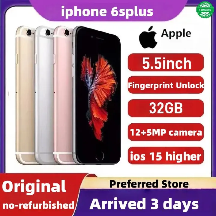 iphone 6s Plus Original Arrived in 3 days Gold Grade A Quality ios 15 version 32GB + 2GB 5.5-inch 2750mAh Battery 12MP+5MP with Fingerprint Unlocked Smart Phones  A9 chip 2G/3G/4G LTE Network