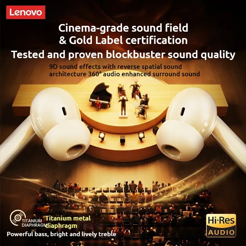 Lenovo Bluetooth 5.4 Original True Wireless Bluetooth Earphones In-ear Intelligent Noise Reduction Music Game  Sports Earbuds  Low Latency Long Battery Life Suitable for Apple Android Smartphones