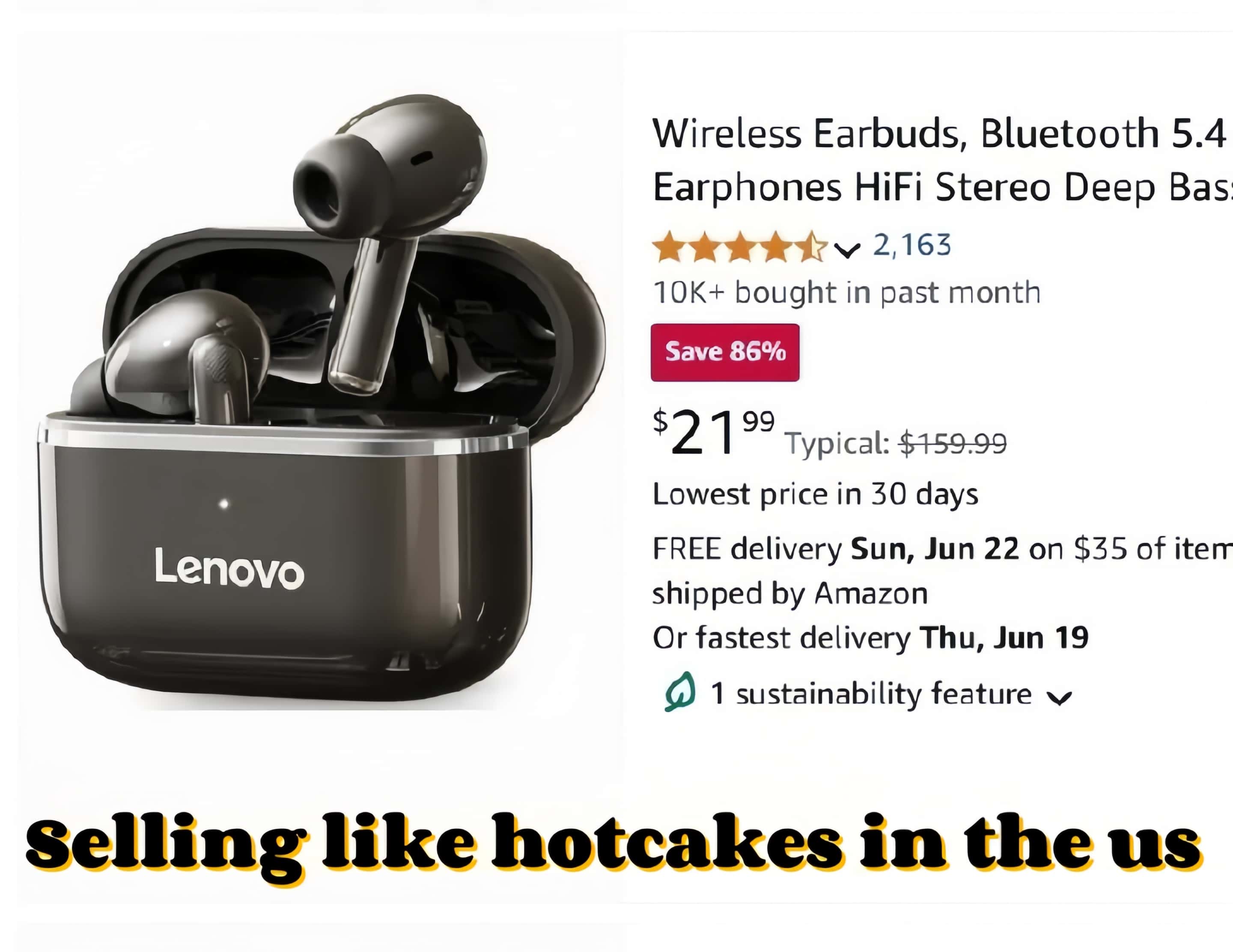 Lenovo Bluetooth 5.4 Original True Wireless Bluetooth Earphones In-ear Intelligent Noise Reduction Music Game  Sports Earbuds  Low Latency Long Battery Life Suitable for Apple Android Smartphones