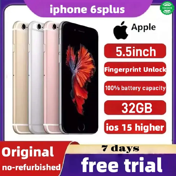 iphone 6s Plus Original Arrived in 3 days Gold Grade A Quality ios 15 version 32GB 5.5-inch almost new screen 2750mAh 100% battery capacity Battery Fingerprint Unlocked Smart Phones  A9 chip