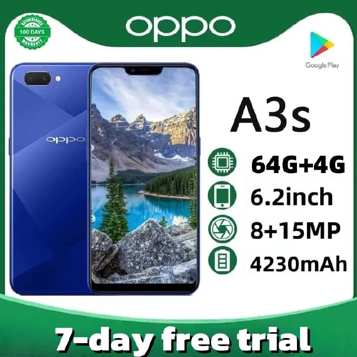 Refurbished OPPO A3S/A5 real memory 64GB+4G Multiple colors available Grade A Quality Face recognition 6.2inch almost new screen Gaming Phone Double Sim Rear camera 13 MP 100% Battery capacity 4230mAh
