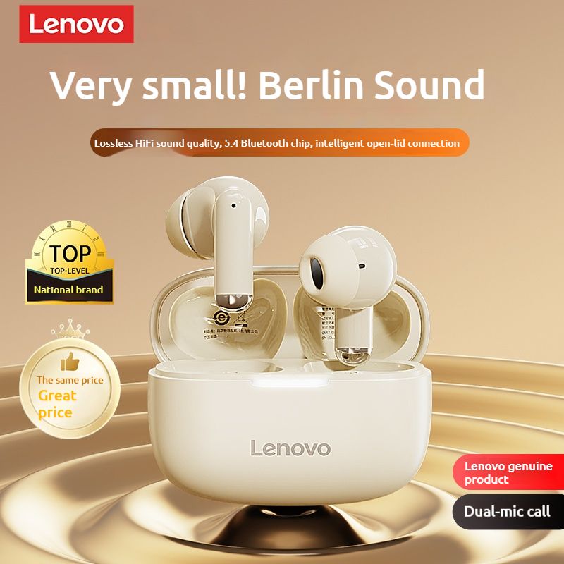 Lenovo Bluetooth 5.4 earbuds Exquisite Compact Intelligent call environment noise reduction Semi-in-ear design Berlin sound quality Music sports and gaming earphone Long battery life 13mm speaker