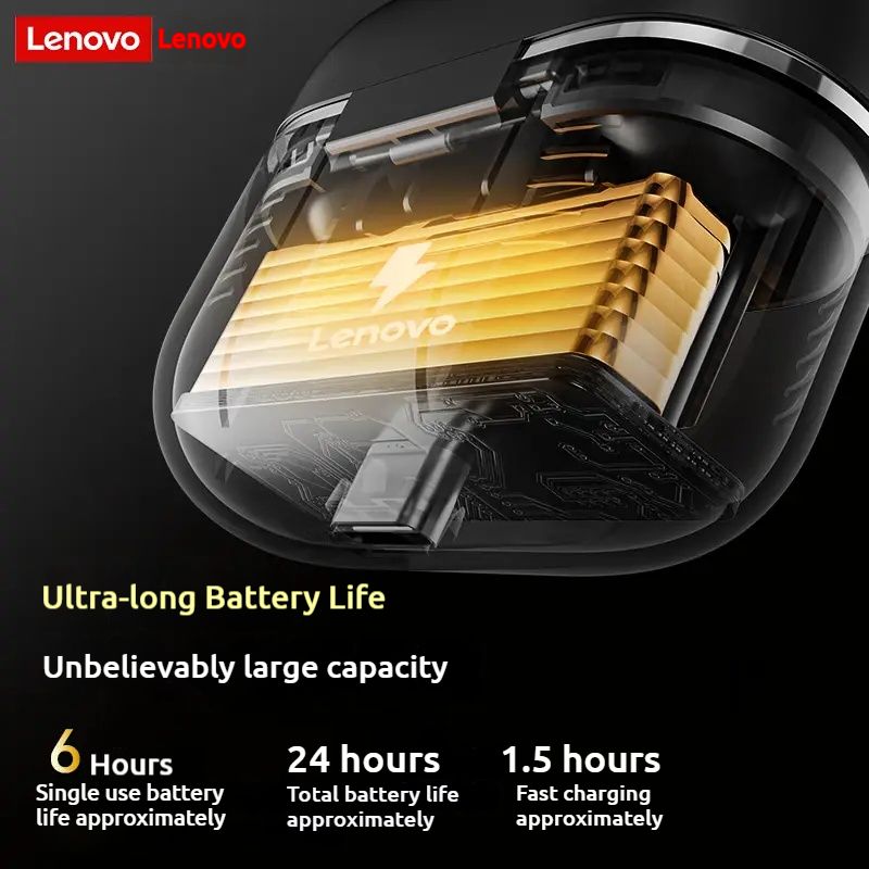 Lenovo Bluetooth 5.4 Original True Wireless Bluetooth Earphones In-ear Intelligent Noise Reduction Music Game  Sports Earbuds  Low Latency Long Battery Life Suitable for Apple Android Smartphones