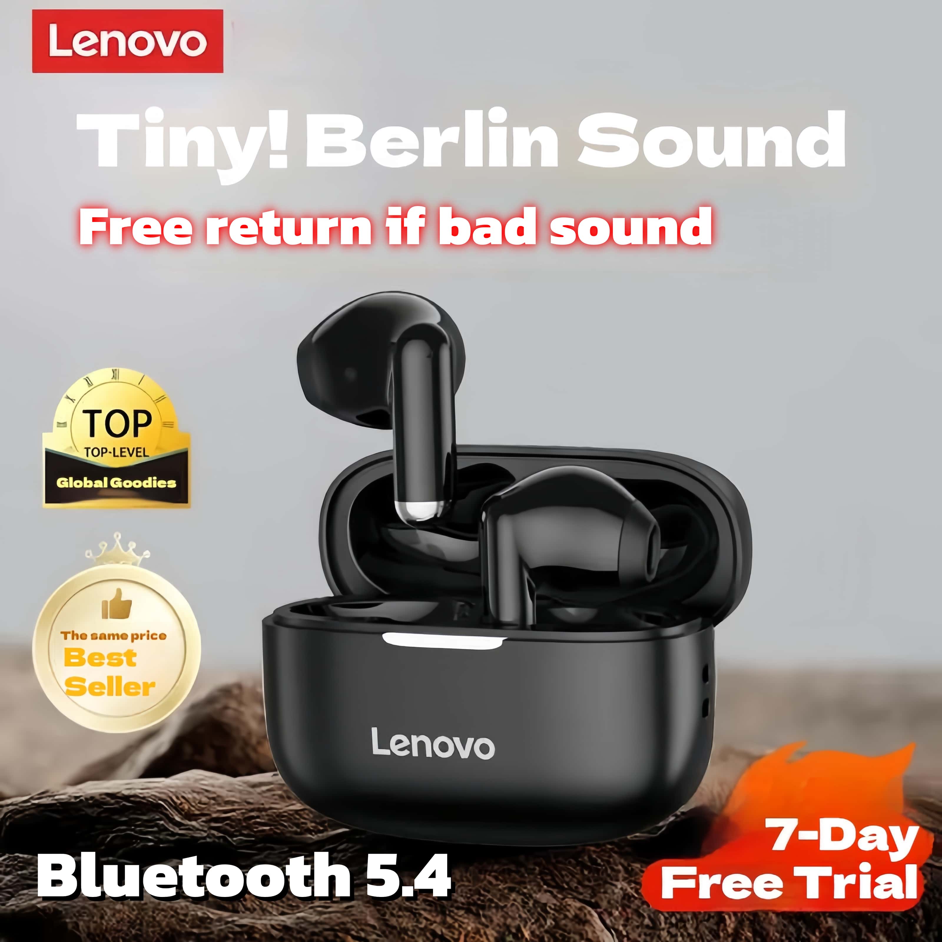 Lenovo Bluetooth 5.4 earbuds Exquisite Compact Intelligent call environment noise reduction Semi-in-ear design Berlin sound quality Music sports and gaming earphone Long battery life 13mm speaker