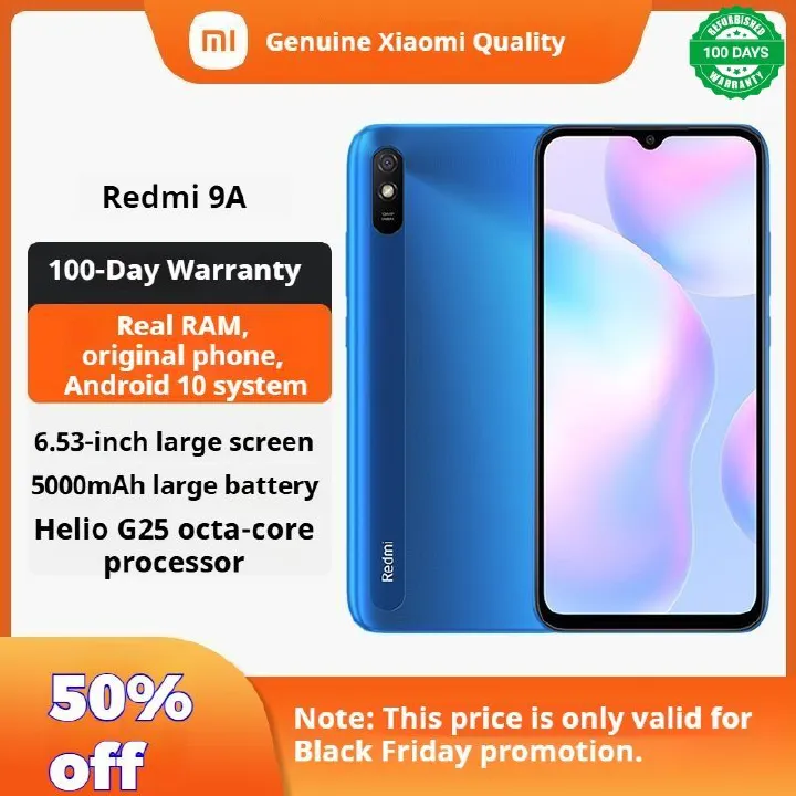Refurbished Redmi 9A phone, almost brand new, 6G+128G,5000mAh super large battery, 6.53-inch big screen, facial unlock, 13MP AI camera, octa-core processor, same-day shipping, 100-day warranty