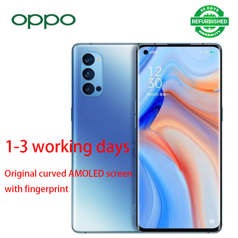 Refurbished  OPPO Reno 4Pro Reno4 Pro 5G network smartphone 6.5 inch curved screen with fingerprint 8/12GB+128/256GB 4000mAh Rear camera: 48MP main lens Front camera: 32MP