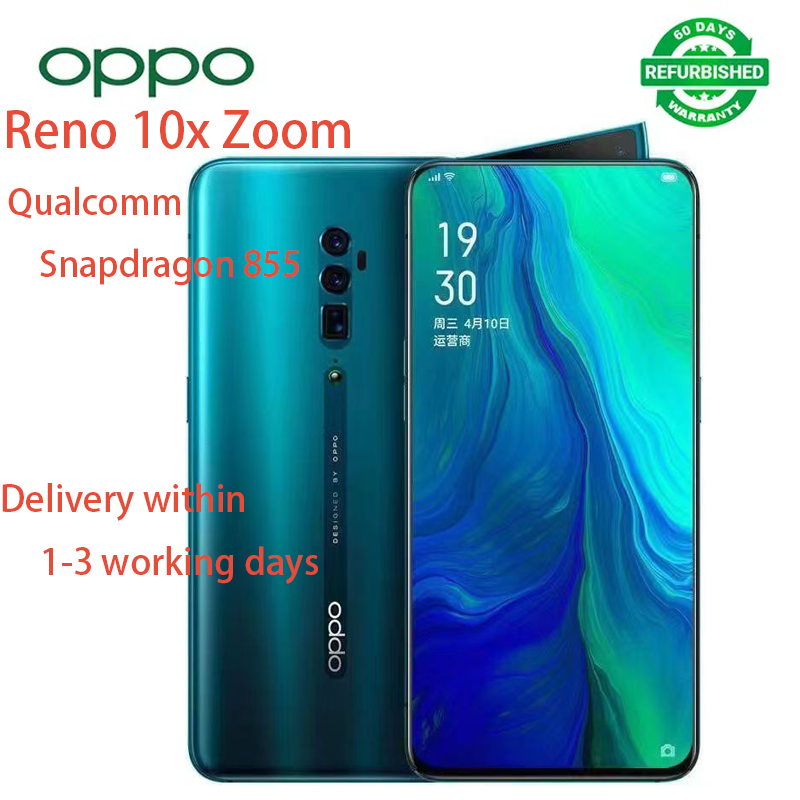 Refurbished Phone OPPO Reno 10x Zoom Edition Snapdragon 855 Processor 256GB/128GB 6.6 Inch 4065MA and 48MP+16MP+5MP 2G/3G/4G/LTE Dual SIM Smartphone (No Fingerprint)