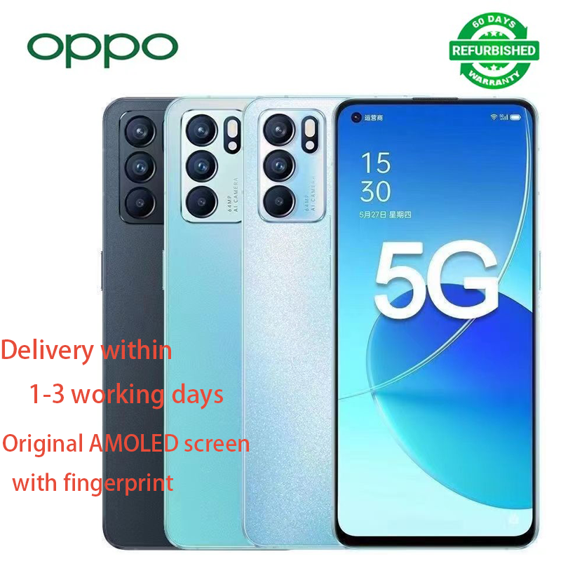 Refurbished Phone OPPO Reno6 5g Network 6.43 inches 64MP+32MP 4300mAh Dual SIM Smartphone