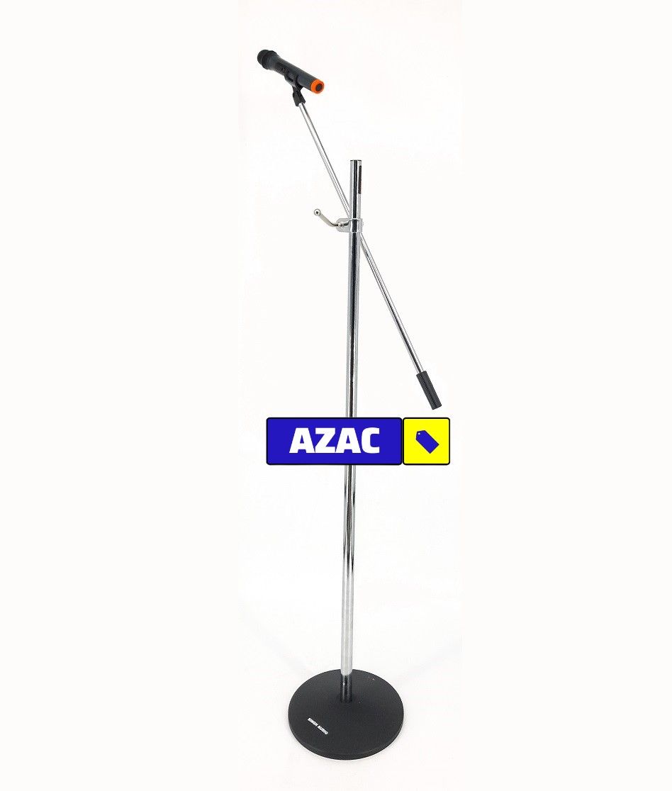 Heavy Duty Chrome Polished, Powder-Coated Round Base Microphone Stand