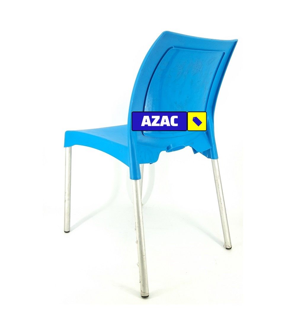 Blue Strong Armless Comfortable Plastic Chair with Metal Tubing Legs
