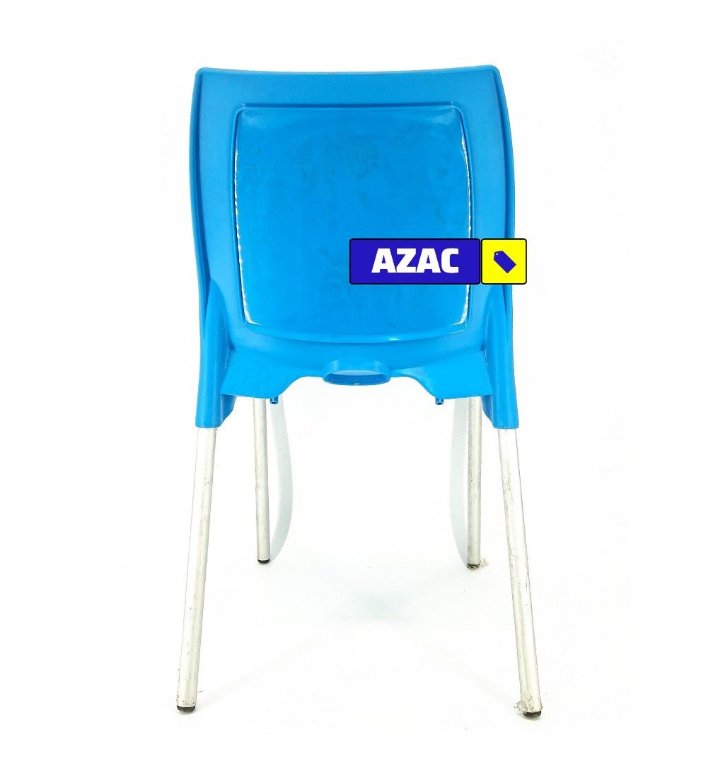 Blue Strong Armless Comfortable Plastic Chair with Metal Tubing Legs