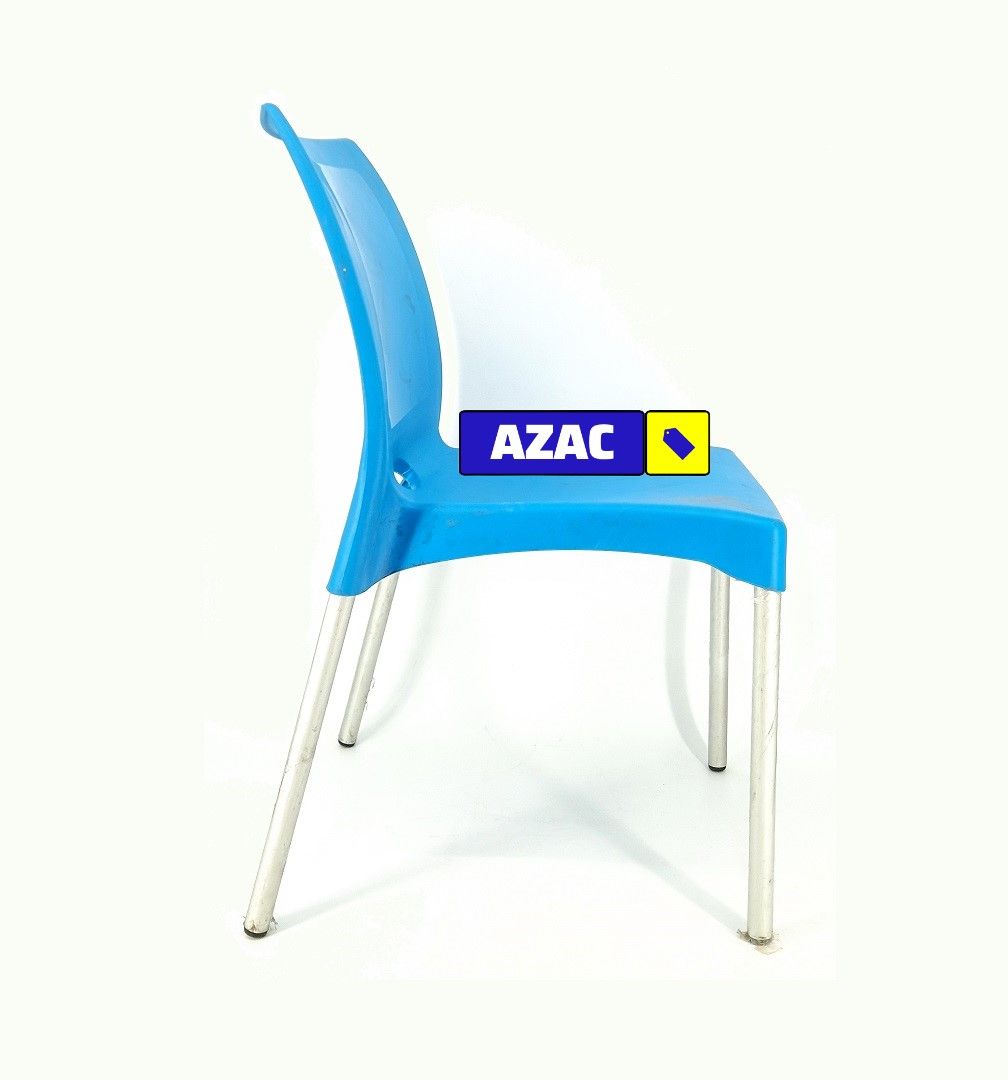 Blue Strong Armless Comfortable Plastic Chair with Metal Tubing Legs