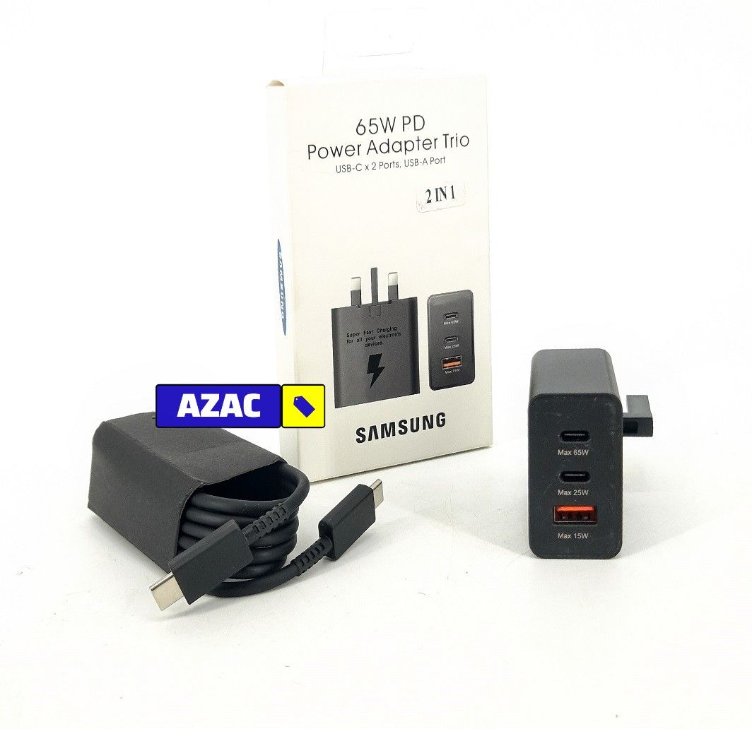 Original Samsung 65W Power Adapter Trio Super Fast Charger with Type-C to Type-C Cable