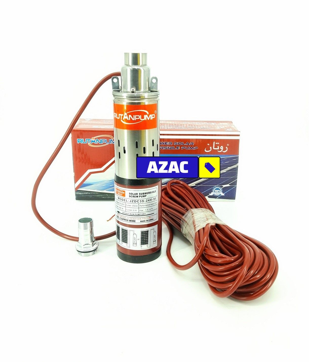 50m Submersible DC Solar Water Pump 24V 250W JZDC3S-24V-50