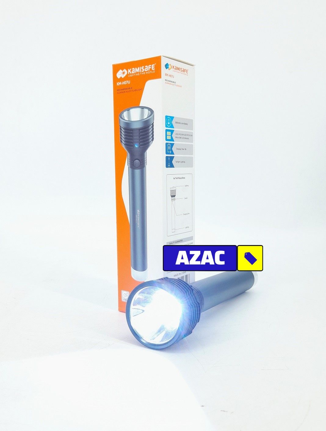 Kamisafe KM H07U Rechargeable Aluminium Alloy Flashlight Torch