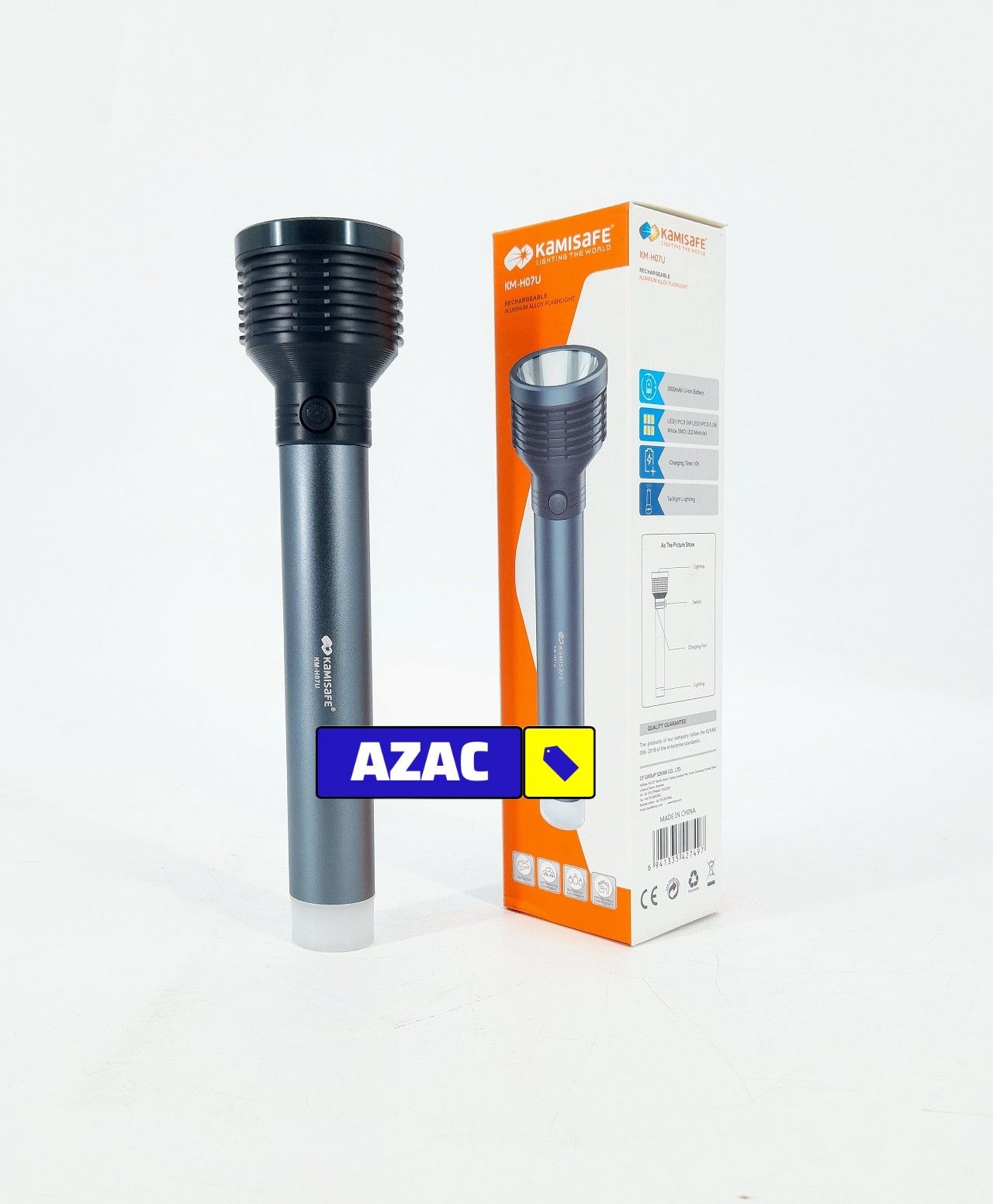 Kamisafe KM H07U Rechargeable Aluminium Alloy Flashlight Torch