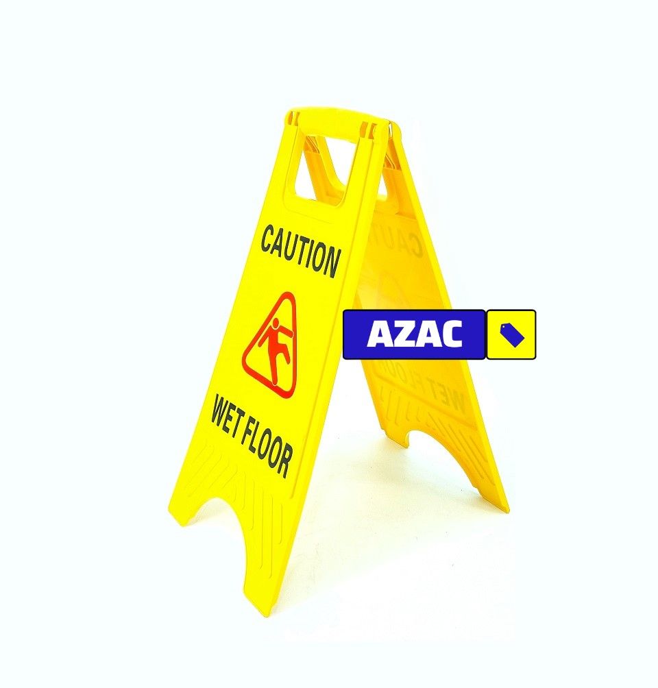 2PCS 24 Inch Caution Wet Floor Sign, High Visibility Yellow
