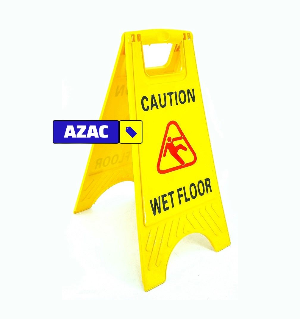 2PCS 24 Inch Caution Wet Floor Sign, High Visibility Yellow
