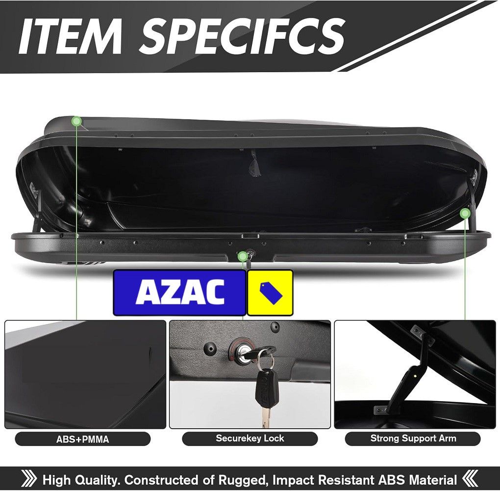 580L Car Rooftop Cargo Carrier Box, Black