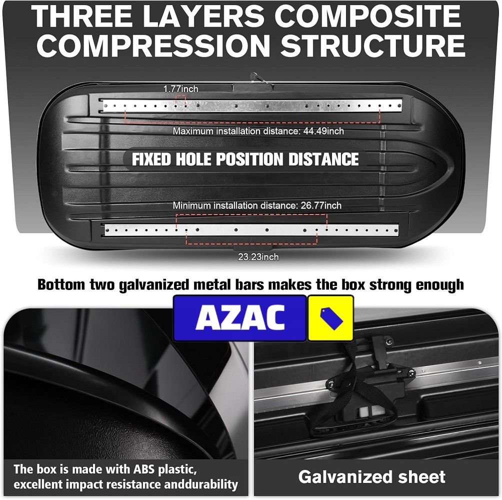 580L Car Rooftop Cargo Carrier Box, Black