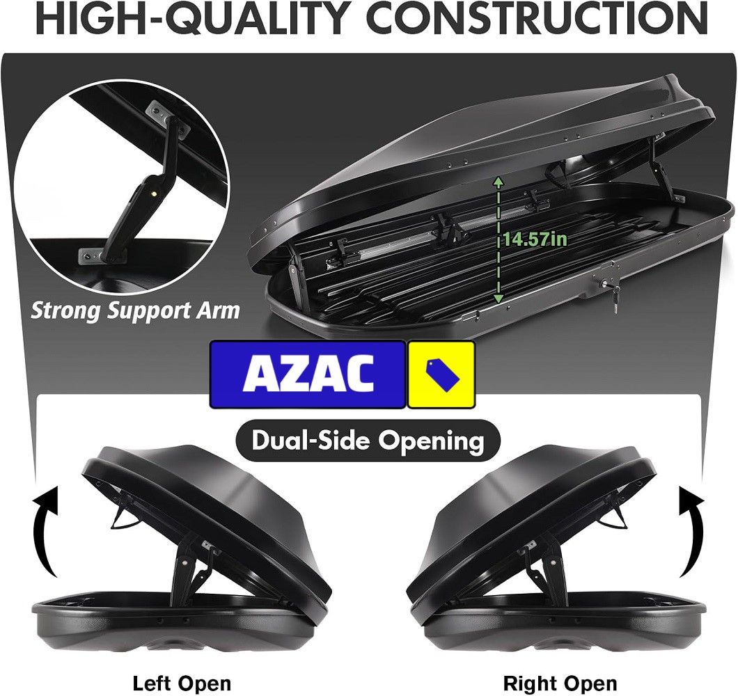 580L Car Rooftop Cargo Carrier Box, Black