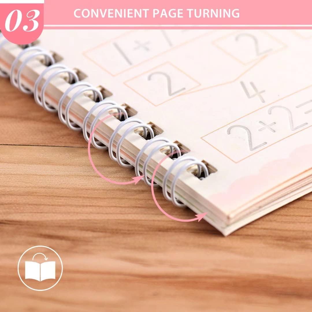 PREMIUM 4 Magic Sank Books for Kids, Magic Ink Handwriting Calligraphy Book, Reusable Practice Book, Preschool Books for Kids with 1 Pen + Refills