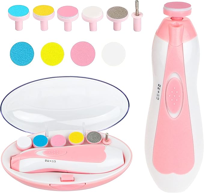 LUXURY Electric Nail Trimmer File Electric-Safe Baby Nail Clippers,Manicure Kit for Newborn Kids and Adults, Extra Grinding Heads