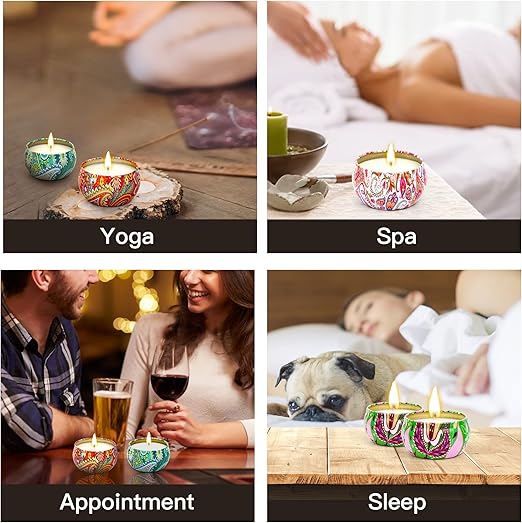 SOOTHING 3 Pcs Assorted Scented Candles Aromatherapy Gift Set: Large Size Natural Soy Wax Candle Travel Tin Fragrance Relaxing Stress Relief Aroma