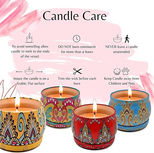 SOOTHING 3 Pcs Assorted Scented Candles Aromatherapy Gift Set: Large Size Natural Soy Wax Candle Travel Tin Fragrance Relaxing Stress Relief Aroma