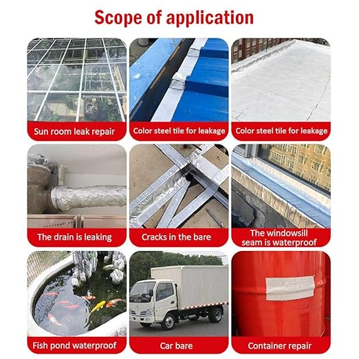 STRONG Butyl Tape Waterproof Tape Aluminum Foil Tape Sealan Tape 50mm x 2.5m, for RV Repair, Window, Silicone, Boat and Pipe Sealing, Glass & EDPM Rubber Roof Patching